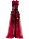 Saiid Kobeisy Velvet Embroidered Dress In Red