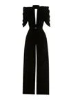 Saiid Kobeisy Jet Black Velvet Jumpsuit In Black