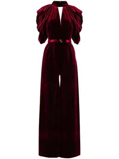 Saiid Kobeisy Velvet Jumpsuit In Red