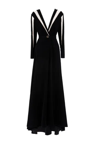 Saiid Kobeisy Velvet Long Dress In Black