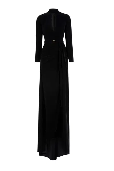 Saiid Kobeisy Velvet Long Dress In Schwarz