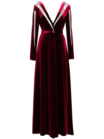 Saiid Kobeisy Velvet Long Dress In Red