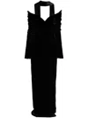Saiid Kobeisy Velvet Long Fitted Dress In Black