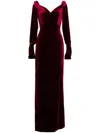 Saiid Kobeisy Velvet Long Fitted Dress In Red