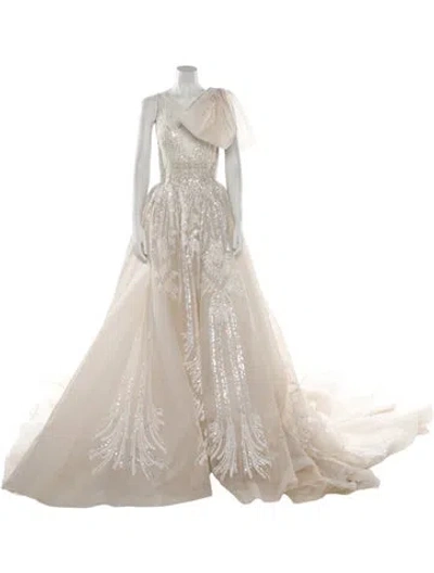 Pre-owned Saiid Kobeisy V-neck Long Dress W/ Tags In Neutral