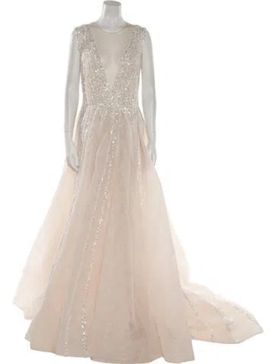 Pre-owned Saiid Kobeisy V-neck Long Dress W/ Tags In White