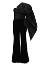 Saiid Kobeisy Voluminous Taffeta Bow Jumpsuit In Black