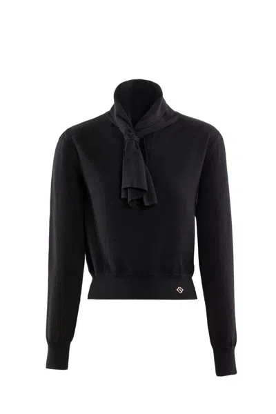 Saiid Kobeisy Wool Bow Blouse In Animal Print