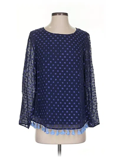 Pre-owned Sail To Sable 3/4 Sleeve Silk Top Blue Boatneck Tops