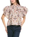 Sail To Sable Batik Ruffle Top In White