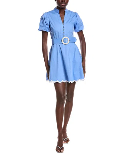 Sail To Sable Belted Puff Sleeve Tunic Dress In Blue
