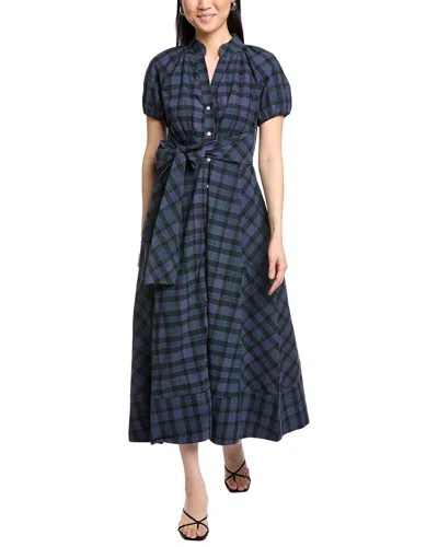 Sail To Sable Blackwatch Abby Midi Shirt Dress In Blue