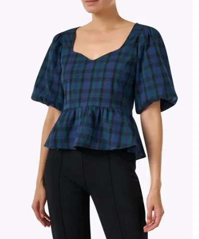 Sail To Sable Blackwatch Peplum Top In Navy In Blue