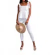 Sail To Sable Bow Shoulder Tank Top In White In White