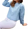 Sail To Sable Quilted Puff Sleeve Jacket In Light Chambray In Blue