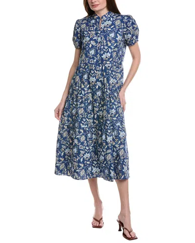 Sail To Sable Button Front Midi Dress In Blue