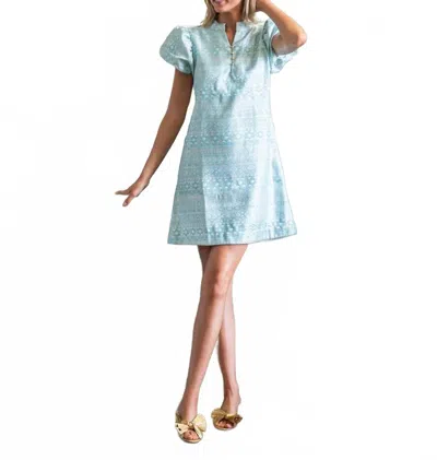 Sail To Sable Button Front Mini Tunic Dress In Mint In Blue