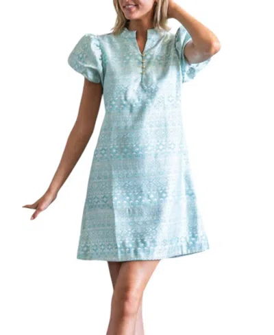 Sail To Sable Button Front Mini Tunic Dress In Mint / White In Blue