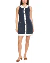 Sail To Sable Button Front Shift Dress In Blue