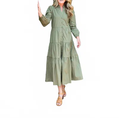 Sail To Sable Button Front Shirt Dress In Corduroy Olive In Green