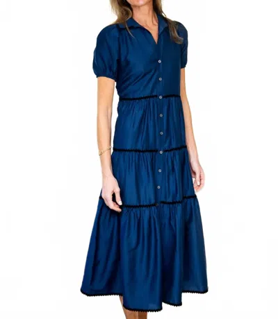 Sail To Sable Button Front Shirt Dress In Navy In Blue