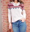 Sail To Sable Camel Fair Isle Button Front Sweater In Ivory In Multi