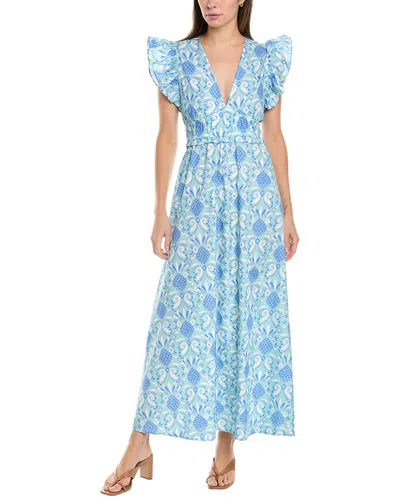 Sail To Sable Cap Sleeve Maxi Dress In Pineapple Print