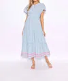 Sail To Sable Cinched Waist Midi Dress In Blue/white Stripe