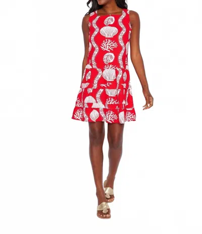 Sail To Sable Cinched Waist Midi Dress In Sea Stripe Print In Red