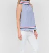 SAIL TO SABLE COWL NECK TOP IN NAVY/WHITE STRIPE