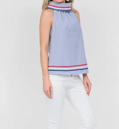 Sail To Sable Cowl Neck Top In Navy/white Stripe In Blue