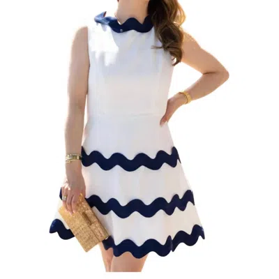 Sail To Sable Danielle Ric Rac Dress In Navy/white In Multi