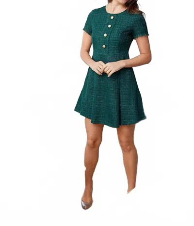 Sail To Sable Dylan Tweed Dress In Emerald Green