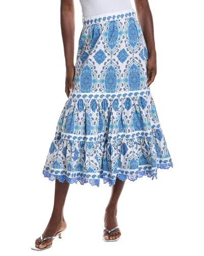 Sail To Sable Embroidered Midi Skirt In Blue