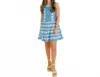 Sail To Sable Embroidered Square Neck Tiered Dress In Marina In Blue