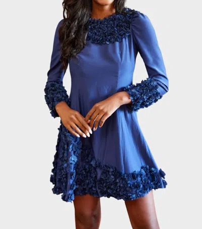 Sail To Sable Floral Long Sleeve Dress In Navy In Blue