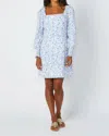 Sail To Sable Ruffle Neck Mini Dress In Blue