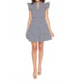 Sail To Sable Flutter Sleeve Flare Tunic Dress In Navy/ White Stripe