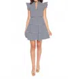 Sail To Sable Flutter Sleeve Flare Tunic Dress In Navy/ White Stripe In Blue