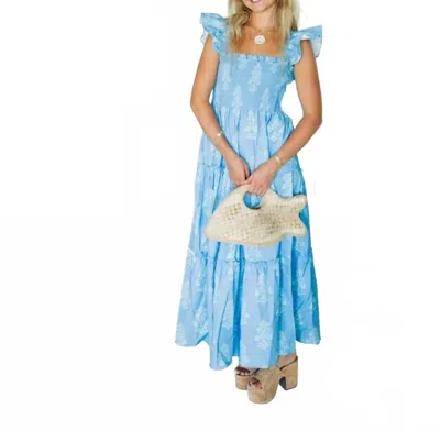 Sail To Sable Flutter Sleeve Maxi Dress In  In Blue