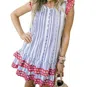 Sail To Sable Flutter Sleeve Ric Rac Dress In Navy/white Stripe In Multi