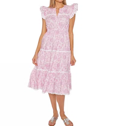 Sail To Sable Flutter Sleeve Ric Rac Midi In Pink