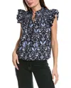 Sail To Sable Flutter Sleeve Top In Blue