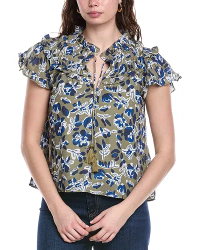 Sail To Sable Flutter Sleeve Top In Green