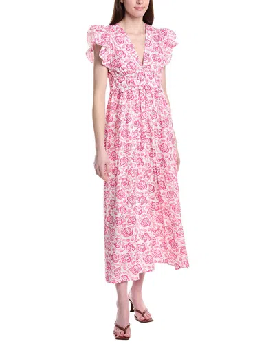 Sail To Sable Flutter Sleeve V Neck Maxi Dress In Pink