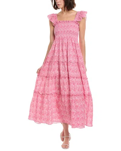 Sail To Sable Flutter Smocked Midi Dress In Pink