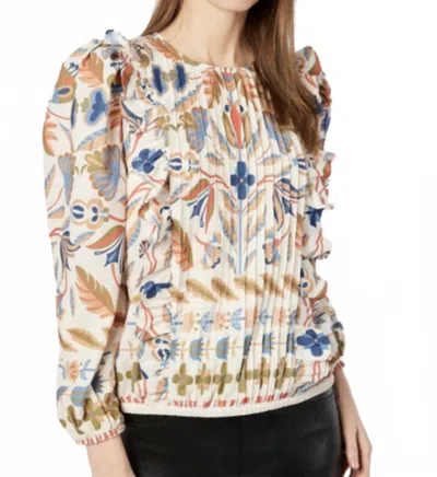 Sail To Sable Harvest Pleated Ruffle Front Blouse In Multi