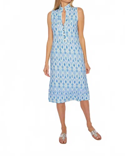 Sail To Sable Ikat Button Front Midi Tunic In Blue