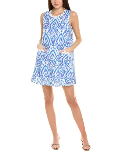 Sail To Sable Linen-blend Swing Mini Dress In Blue