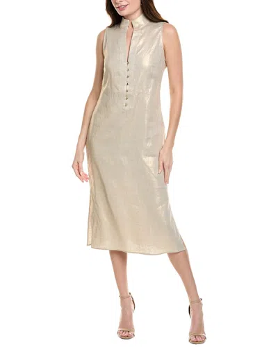 Sail To Sable Linen Midi Dress In Gold